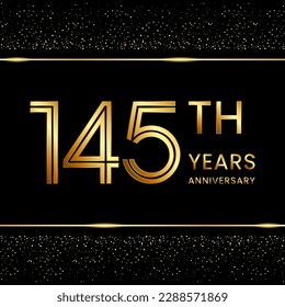 145-jähriges Logo-Design mit Doppelzeilenkonzept. Line Art Stil. Logo der Goldenen Zahl. Vektorvorlagenillustration