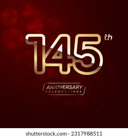 145th year anniversary logo design with a double line concept in gold color