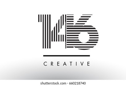 146 Black and White Number Logo Design with Vertical and Horizontal Lines.