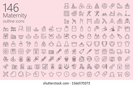 146 outline icons for web, mobile app, presentations and other