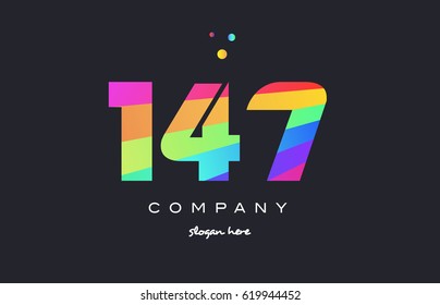 147 creative color green orange blue magenta pink number digit company logo vector icon spectrum