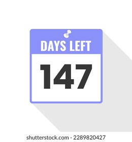 147 Days Left Countdown sales icon. 147 days left to go Promotional banner