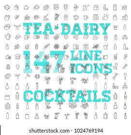 147 drinks thin vector icon set