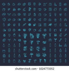 147 drinks thin vector icon set