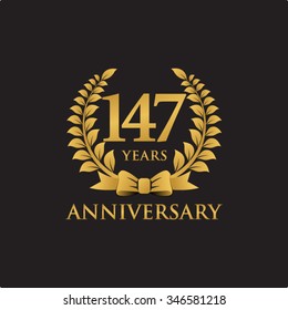 147 years anniversary wreath ribbon logo black background