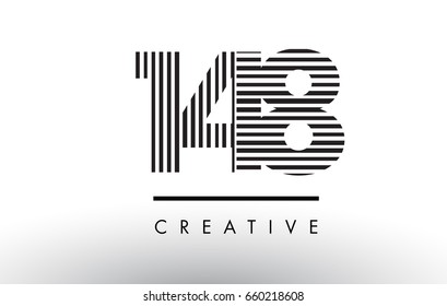 148 Black and White Number Logo Design with Vertical and Horizontal Lines.