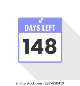 148 Days Left Countdown sales icon. 148 days left to go Promotional banner