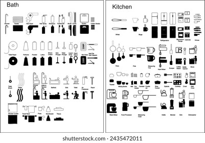 148 Icons for Bath and Kitchen