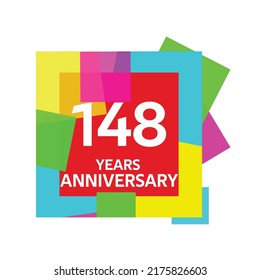 148 years anniversary, for anniversary and anniversary celebration logo, vector design isolated on colorful geometric background.