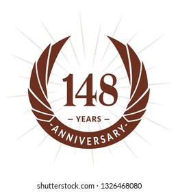 148 years anniversary. Elegant anniversary design. 148 years logo.