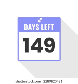 149 Days Left Countdown sales icon. 149 days left to go Promotional banner