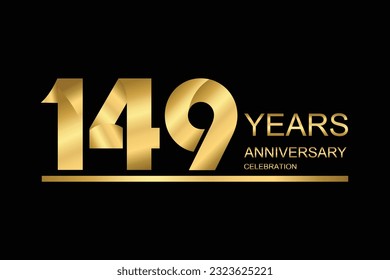 149 year anniversary vector banner template. gold icon isolated on black background.