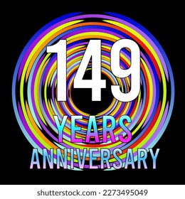 149 years anniversary, for anniversary and anniversary celebration logo, vector design colorful isolated on  black background