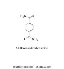 1,4-Benzenedicarboxamide skeletal structure.Carboxamide compound schematic illustration. Simple diagram, chemical formula.