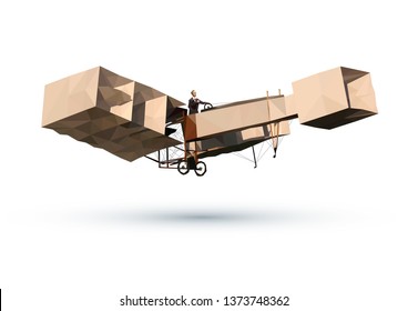 14-BIS Vintage Brazilian Airplane Vector Illustration