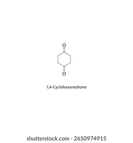 1,4-Ciclo-hexanodiona estrutura esquelética. dicetona composto ilustração esquemática. Diagrama simples, fórmula química.