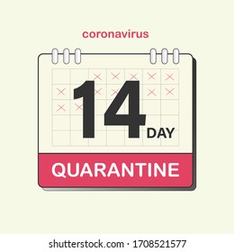 14-day coronavirus quarantine calendar. Vector illustration outline flat design style.