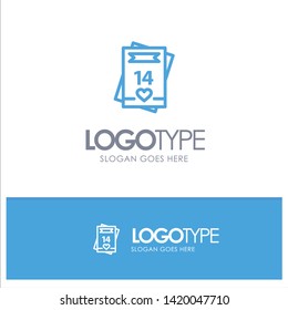 14Feb, ValentineÃ¢â‚¬â„¢s Day, Valentine, Love, Card Blue Outline Logo Place for Tagline