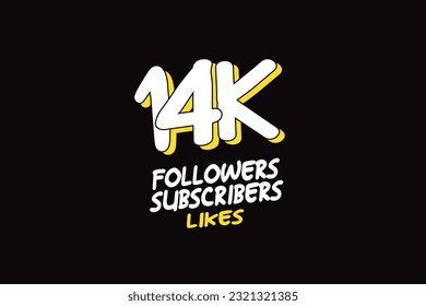 14K, 14.000 Followers Thank you blue ribbon celebration logotype for social media, internet - vector