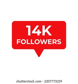 14k seguidores vector rojo, icono, sello, logoilustración