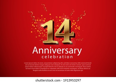 14th Anniversary Background With 3D Number Illustration