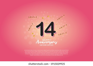 14th anniversary background with 3D number illustration