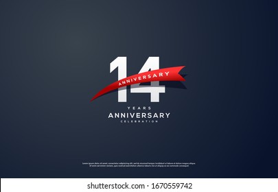 14th anniversary background with illustrations of white colored figures and the inscriptions below.