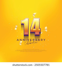 14th anniversary celebration design. Premium vector editable design. Premium vector background for greeting and celebration.