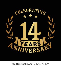 14th anniversary celebration design template. 14 years vector and illustration.