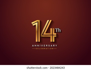 14th anniversary celebration logotype with linked number gold and silver color isolated on elegant color. vector anniversary for celebration, invitation card, and greeting card
