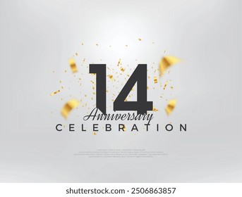 14th anniversary celebration, modern simple and beautiful design. Premium vector background for greeting and celebration.