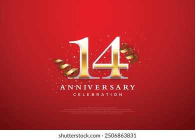 14th anniversary celebration, vector premium elegant and luxurious design. Premium vector background for greeting and celebration.