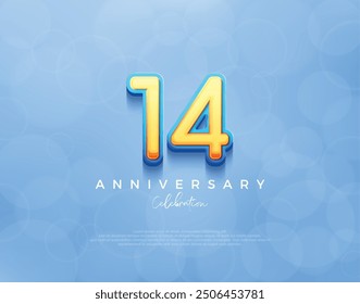 14th anniversary design. premium vector background with navy blue shades. Premium vector background for greeting and celebration.