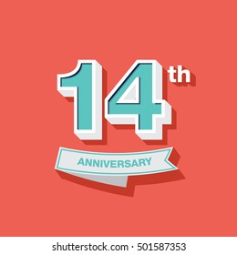 14th anniversary design in Retro and Vintage style 