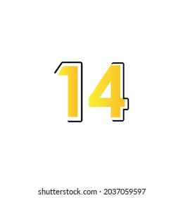 14th anniversary event party. Vector illustration. numbers template for Celebrating.