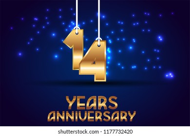 14th Anniversary gold numbers. background for anniversary