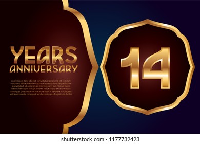 14th Anniversary gold numbers. background for anniversary