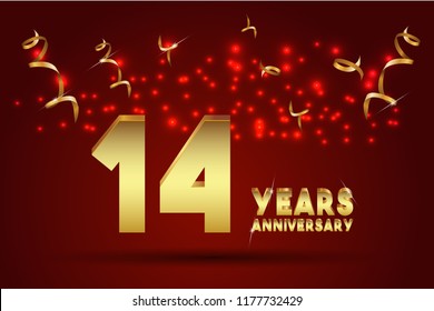 14th Anniversary gold numbers. background for anniversary