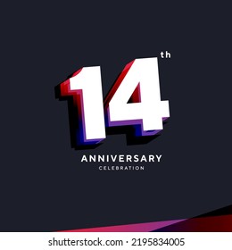 14th Anniversary Logo Design, Number 14 Icon Vector Template.