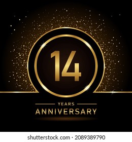 14th anniversary logo. Golden anniversary celebration logo design for booklet, leaflet, magazine, brochure poster, web, invitation or greeting card. ring vector illustrations.