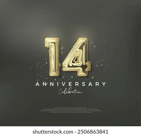 14th anniversary number, to celebrate a birthday with a luxurious and elegant design. Premium vector background for greeting and celebration.