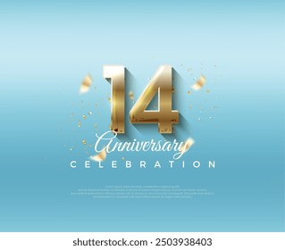 14th anniversary number. With elegant and luxurious 3d numbers. Premium vector background for greeting and celebration.