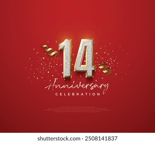 14th anniversary number, with an elegant and luxurious design for celebration. Premium vector background for greeting and celebration.