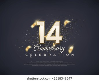 14th anniversary number with fancy numerals. luxury premium vector design. Premium vector for poster, banner, celebration greeting.