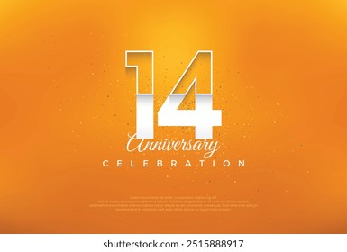 14th anniversary number with modern thin white numerals. premium vector design. Premium vector for poster, banner, celebration greeting.