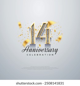 14th anniversary number, shiny luxury. premium vector backgrounds. Premium vector background for greeting and celebration.