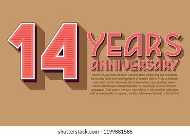 14th Anniversary numbers. background for anniversary