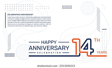 14th anniversary template design with abstract background, vector template