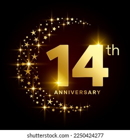 14th Anniversary Template Design Concept for Birthday Celebration Event. Logo Vector Template