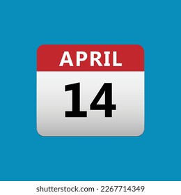 14th April calendar icon. April 14 calendar Date Month icon vector illustrator